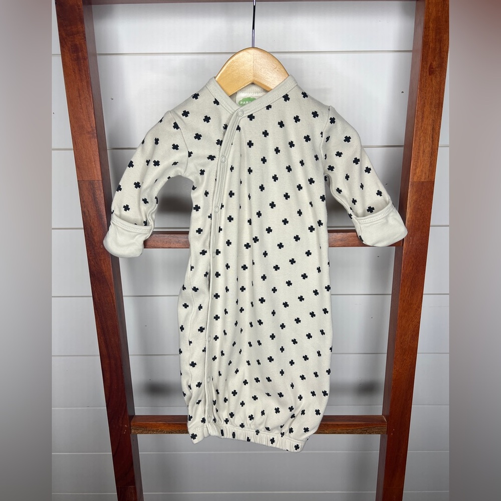 Minimalist Cream Baby Sleep Gown with Black Pattern
